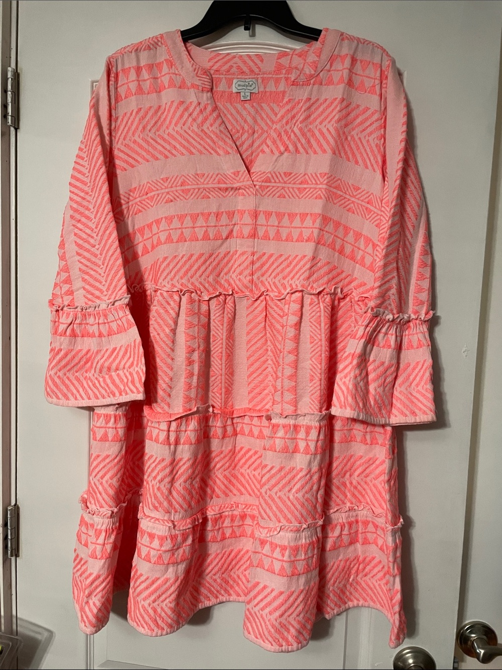 Mud Pie Pink Patterned Tiered Babydoll Dress